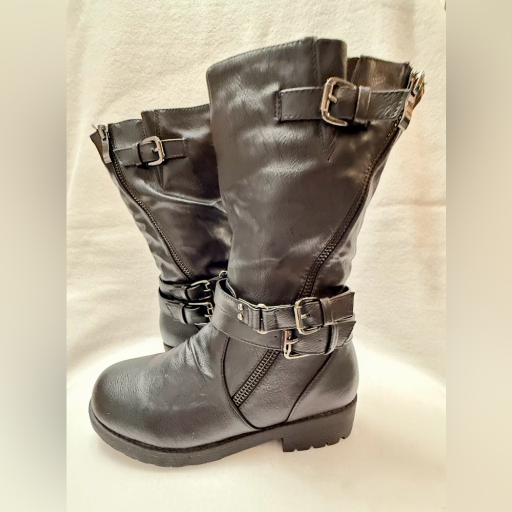 Dream Pairs Atlanta Girls Buckle Zipper Knee High Winter Boots Size 2